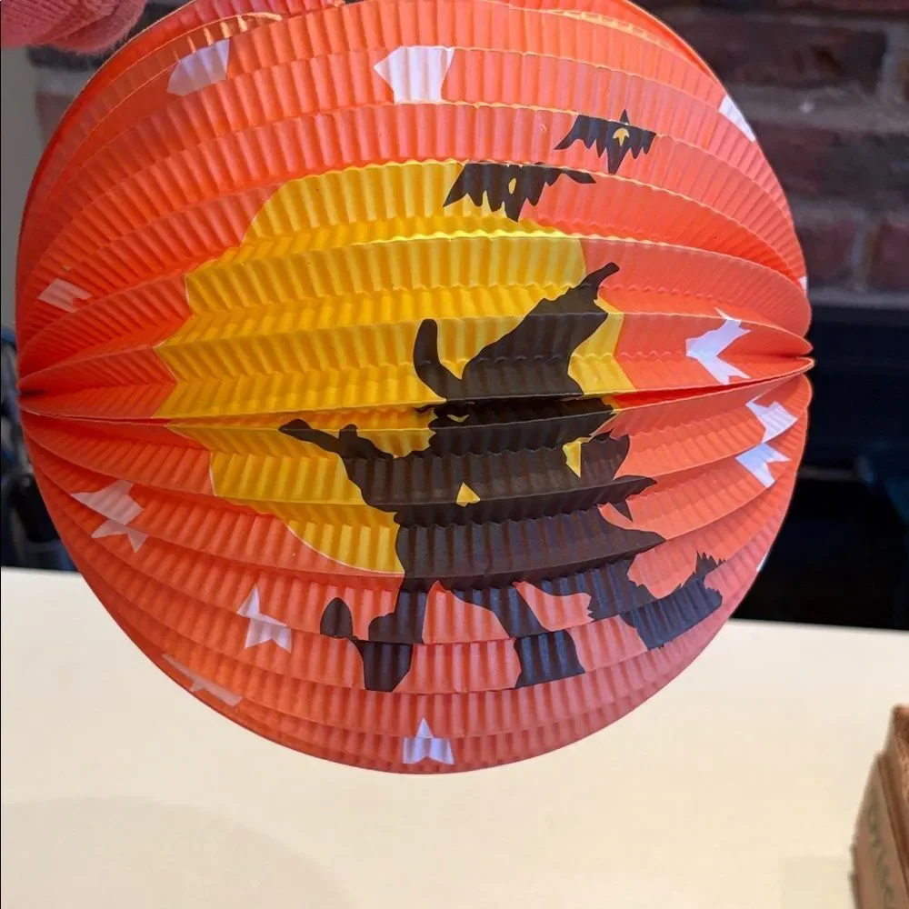 Vintage Halloween Pumpkin and Witch paper lanterns